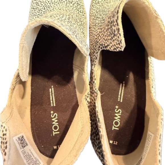 TOMS Wedge Booties Women’s 12 Cheetah Print Slip On Ankle Boots Tan Excellent - Picture 6 of 8